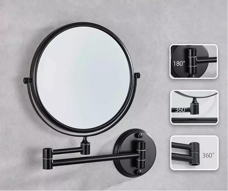 آینه سرویس بهداشتی و حمام مدل بازویی مشکی